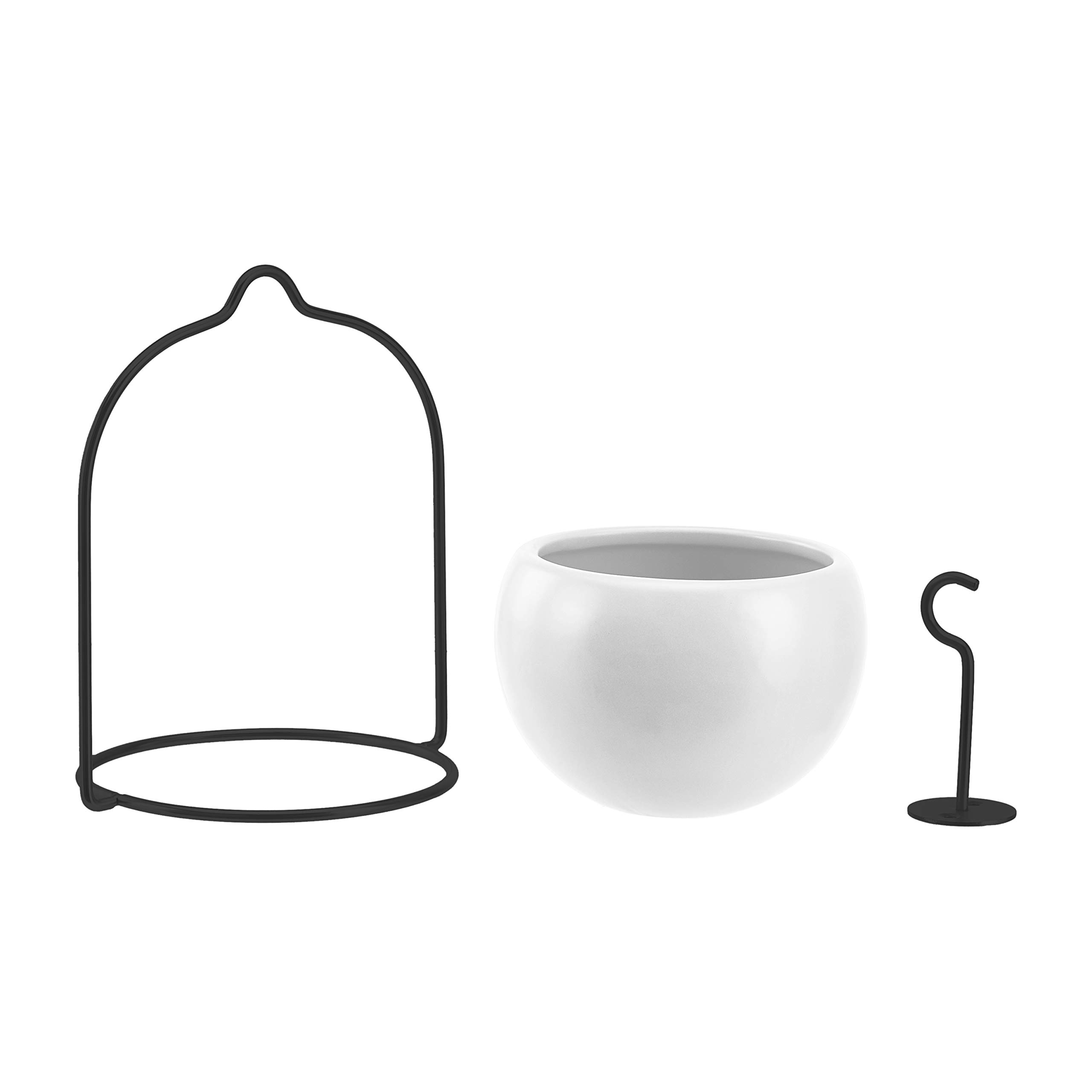 AmazonBasics 圓形吊掛花盆｜白黑色・2件組・圖片 2